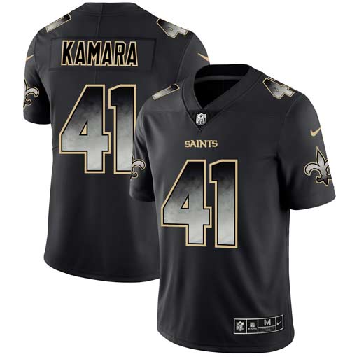 Men's New Orleans Saints #41 Alvin Kamara Black 2019 Smoke Fashion Limited Stitched NFL Jersey